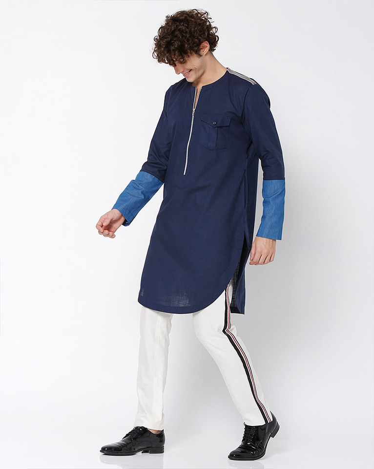 Round Neck Zipper Kurta 