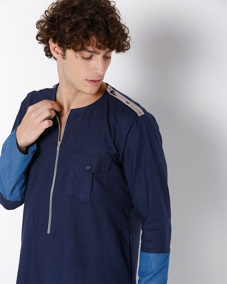 Round Neck Zipper Kurta 