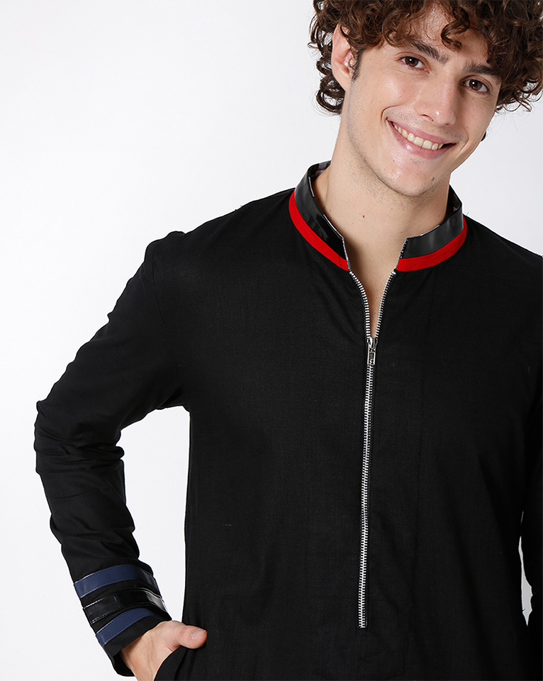 Mandarin Collar Zipper Kurta 