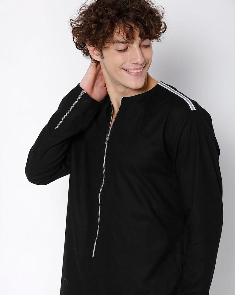 ROUND NECK ZIPPER KURTA 