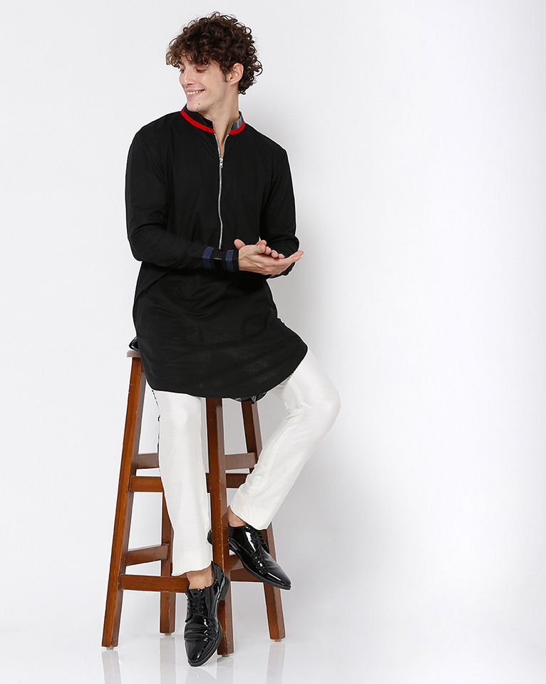 Mandarin Collar Zipper Kurta 