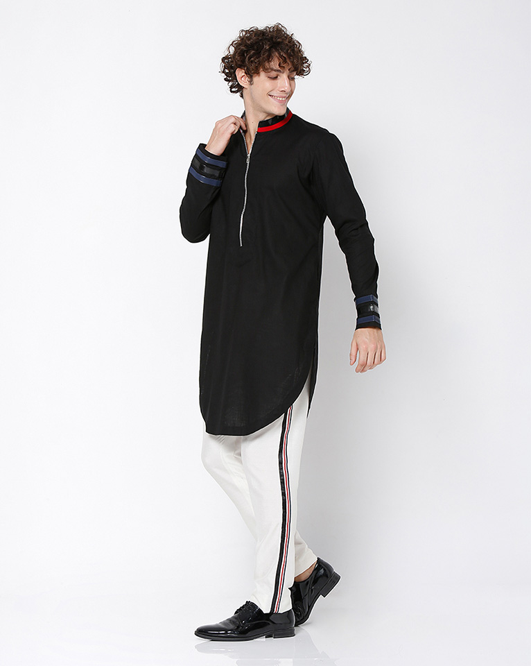 Mandarin Collar Zipper Kurta 
