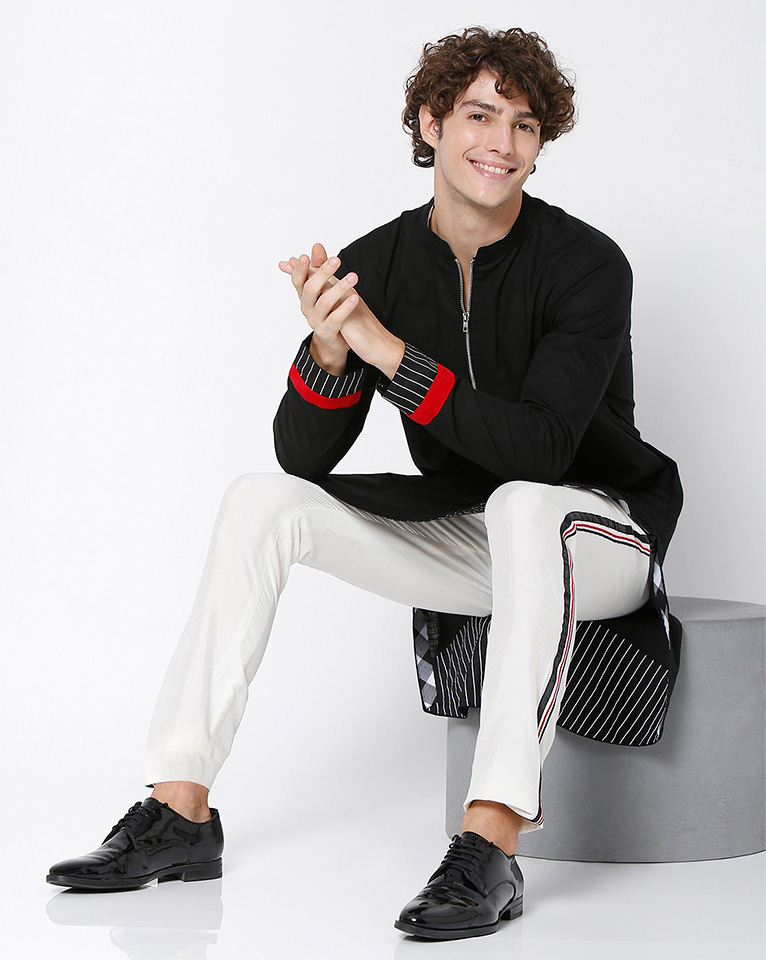 Mandarin zipper collar kurta  