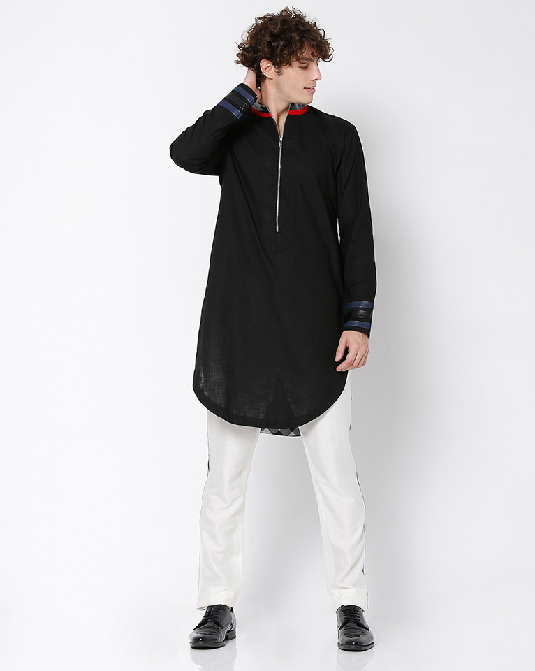 Mandarin Collar Zipper Kurta 